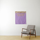 Custom Lavender & Gold Glitter Wedding Photo Booth タペストリー (インサイチュ)