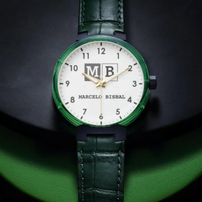 Custom Leather Personalized Name & Initials Gift 腕時計 (クリエイターアップロード済み)