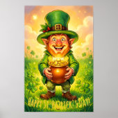 Custom Leprechaun Gnome Happy St. Patrick's Day ポスター (正面)