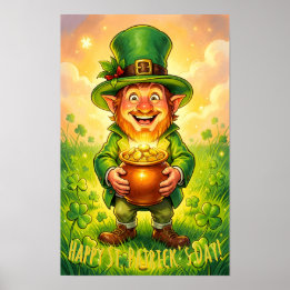 Custom Leprechaun Gnome Happy St. Patrick's Day  ポスター