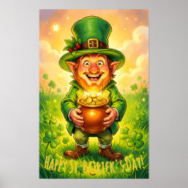 Custom Leprechaun Gnome Happy St. Patrick's Day  ポスター