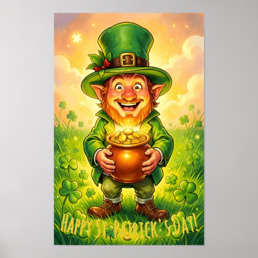 Custom Leprechaun Gnome Happy St. Patrick's Day ポスター (正面)