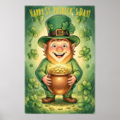 Custom Leprechaun Gnome Happy St. Patrick's Day ポスター (正面)