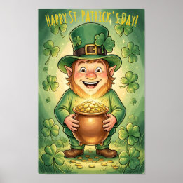 Custom Leprechaun Gnome Happy St. Patrick's Day  ポスター