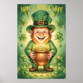 Custom Leprechaun Gnome Happy St. Patrick's Day  ポスター