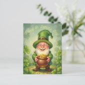 Custom Leprechaun Gnome Happy St. Patrick's Day ポストカード (スタンド正面)