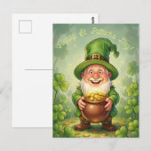 Custom Leprechaun Gnome Happy St. Patrick's Day ポストカード (正面/裏面)