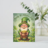 Custom Leprechaun Gnome Happy St. Patrick's Day ポストカード (スタンド正面)