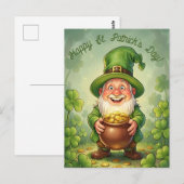 Custom Leprechaun Gnome Happy St. Patrick's Day ポストカード (正面/裏面)