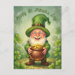 Custom Leprechaun Gnome Happy St. Patrick's Day  ポストカード