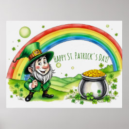 Custom Leprechaun Gnome St. Patrick's Day Shamrock ポスター