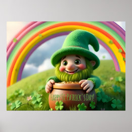Custom Leprechaun Gnome St. Patrick's Day Shamrock ポスター