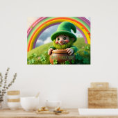 Custom Leprechaun Gnome St. Patrick's Day Shamrock ポスター (キッチン)