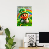Custom Leprechaun Gnome St. Patrick's Day Shamrock ポスター (ホームオフィス)
