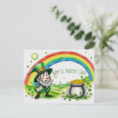 Custom Leprechaun Gnome St. Patrick's Day Shamrock ポストカード (スタンド正面)