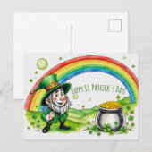 Custom Leprechaun Gnome St. Patrick's Day Shamrock ポストカード (正面/裏面)
