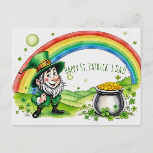 Custom Leprechaun Gnome St. Patrick's Day Shamrock ポストカード (正面)