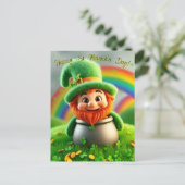 Custom Leprechaun Gnome St. Patrick's Day Shamrock ポストカード (スタンド正面)