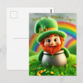 Custom Leprechaun Gnome St. Patrick's Day Shamrock ポストカード (正面/裏面)