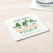 Custom Let the Shenanigans Begin Gnome Party スクエアペーパーコースター (アングル)