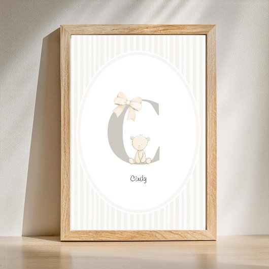 Custom Letter C Nursery Wall Art - Baby Name Print ポスター