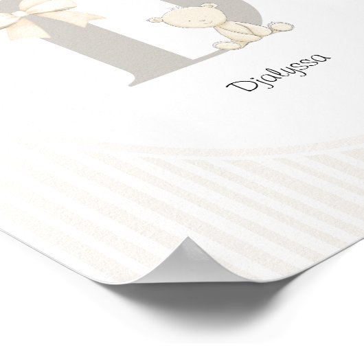 Custom Letter D Nursery Wall Art - Baby Name Print ポスター (角)