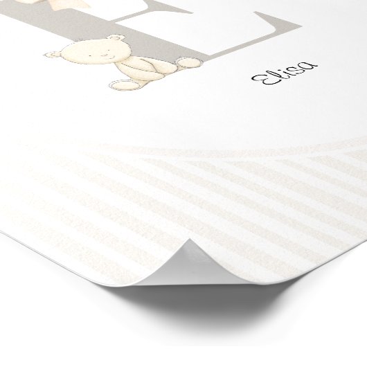 Custom Letter E Nursery Wall Art - Baby Name Print ポスター (角)