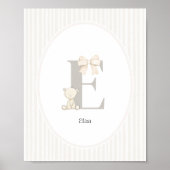 Custom Letter E Nursery Wall Art - Baby Name Print ポスター (正面)