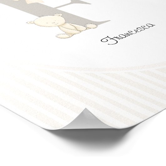 Custom Letter F Nursery Wall Art - Baby Name Print ポスター (角)