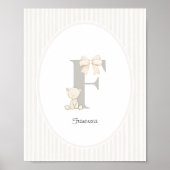 Custom Letter F Nursery Wall Art - Baby Name Print ポスター (正面)