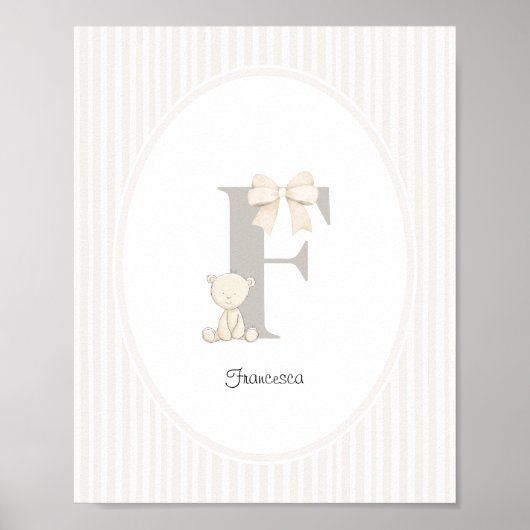 Custom Letter F Nursery Wall Art - Baby Name Print ポスター (正面)