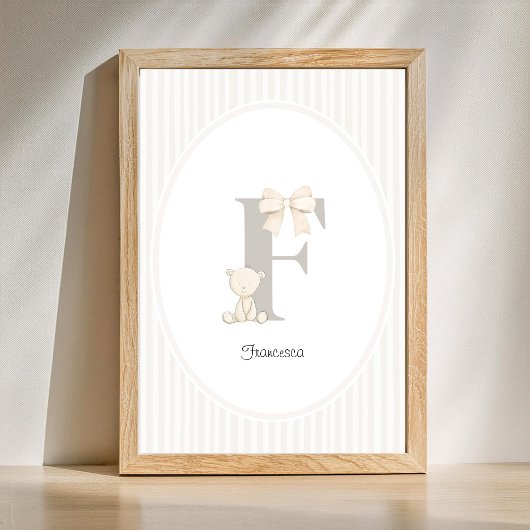 Custom Letter F Nursery Wall Art - Baby Name Print ポスター