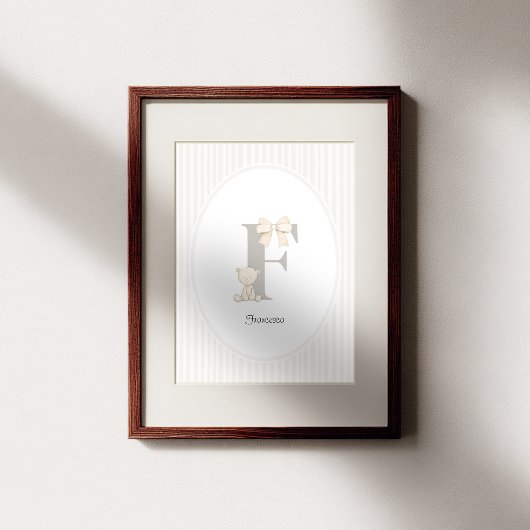 Custom Letter F Nursery Wall Art - Baby Name Print ポスター