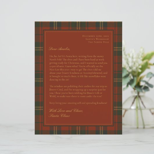Custom Letter from Santa for Kids Christmas Plaid (スタンド正面)