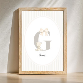 Custom Letter G Nursery Wall Art - Baby Name Print ポスター