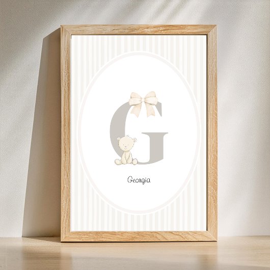 Custom Letter G Nursery Wall Art - Baby Name Print ポスター