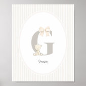 Custom Letter G Nursery Wall Art - Baby Name Print ポスター (正面)