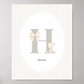 Custom Letter H Nursery Wall Art - Baby Name. Prin ポスター (正面)