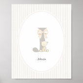 Custom Letter J Nursery Wall Art - Baby Name Print ポスター (正面)