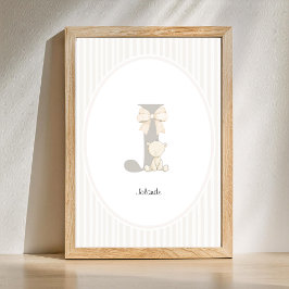 Custom Letter J Nursery Wall Art - Baby Name Print ポスター