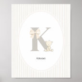 Custom Letter K Nursery Wall Art - Baby Name Print ポスター (正面)