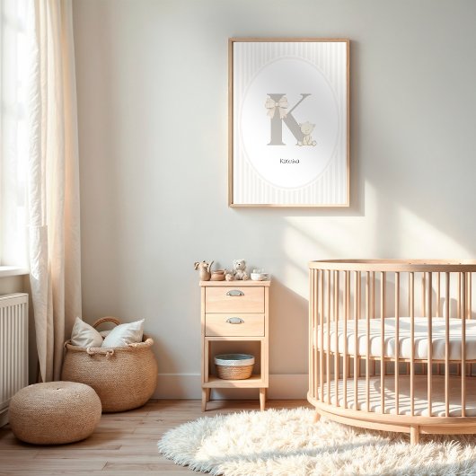 Custom Letter K Nursery Wall Art - Baby Name Print ポスター
