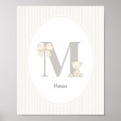 Custom Letter M Nursery Wall Art – Baby Name Print ポスター (正面)