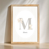 Custom Letter M Nursery Wall Art – Baby Name Print ポスター