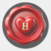Custom Letter Monogram Red Heart Wax Seal Envelope ラウンドシール (正面)