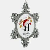 Custom Letter Name Christmas gift スノーフレークピューターオーナメント (左)