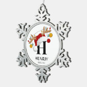 Custom Letter Name Christmas gift スノーフレークピューターオーナメント (右)