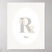 Custom Letter Q Nursery Wall Art - Baby Name Print ポスター (正面)