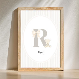Custom Letter Q Nursery Wall Art - Baby Name Print ポスター