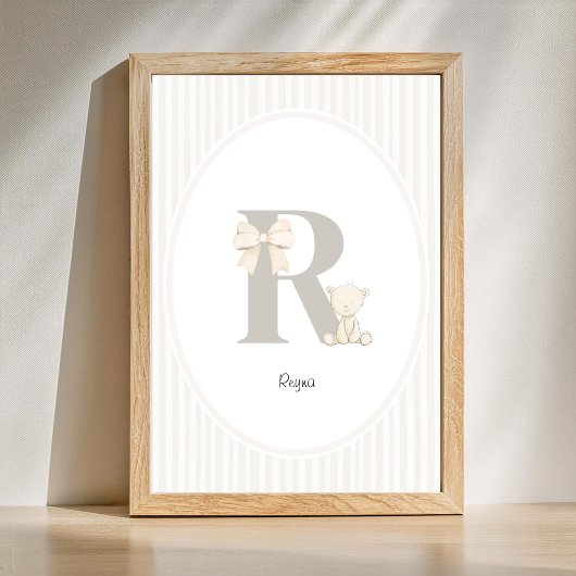 Custom Letter Q Nursery Wall Art - Baby Name Print ポスター